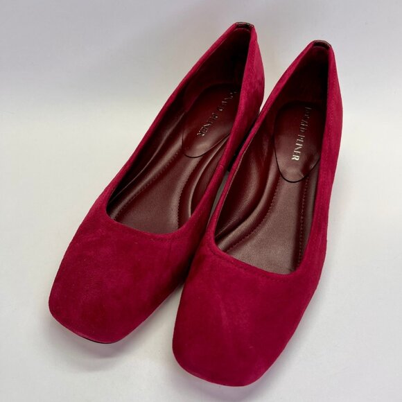 Donald Pliner Dreww Pump Size 7.5M Bordeaux Suede Croco Heel Comfort Show - Picture 2 of 16